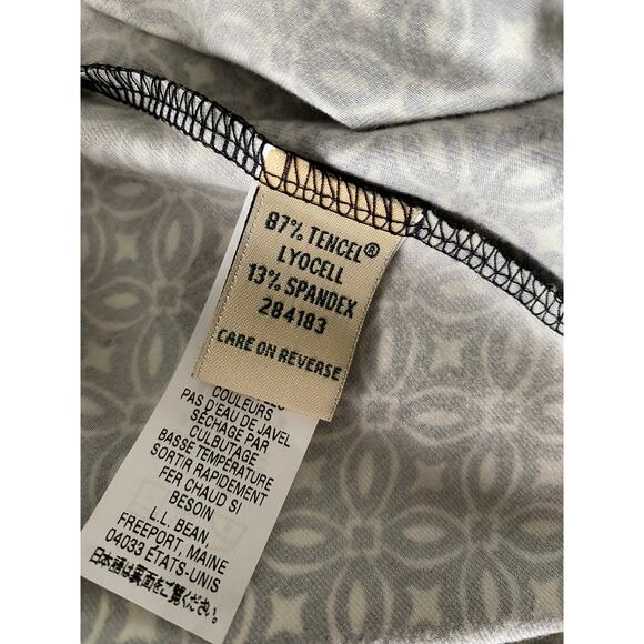 L.L. Bean Black White Pattern Womens L Top V Neck 3/4 Sleeves Tencell Spandex - Picture 7 of 9